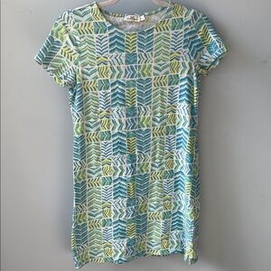 Vineyard Vines Geometric Patterned Blue and Green Dress